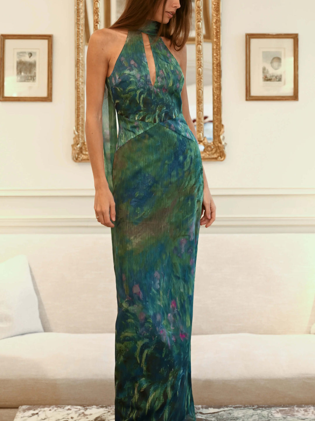 Sienna | Women's Artistic Irises Print Maxi Dress