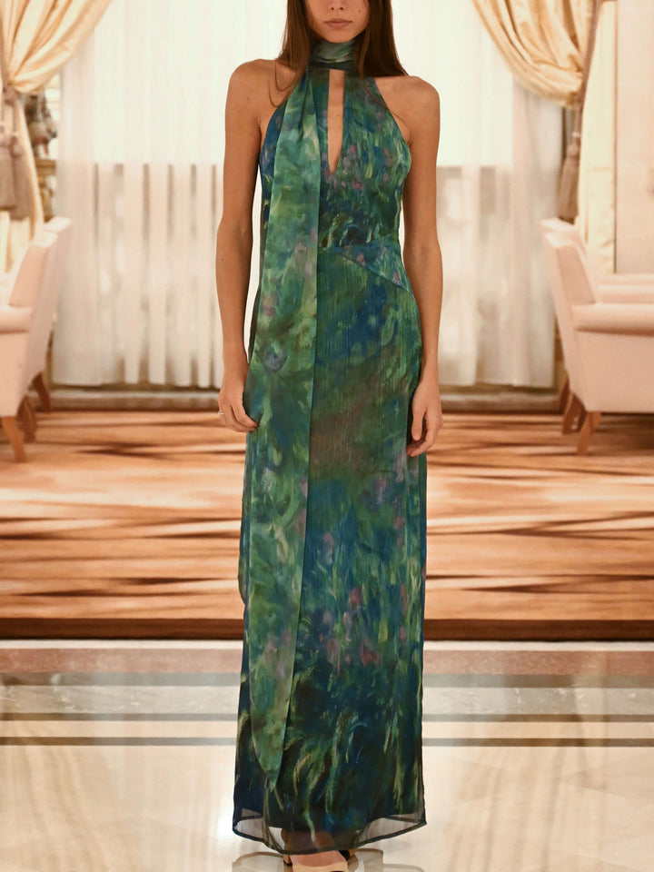 Sienna | Women's Artistic Irises Print Maxi Dress