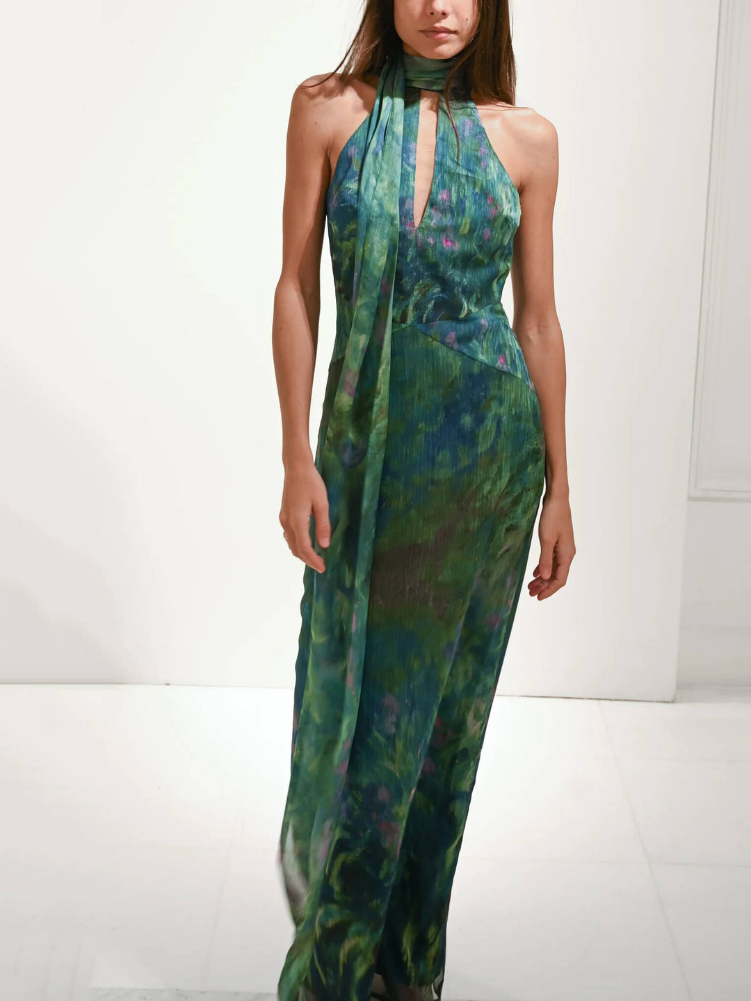 Sienna | Women's Artistic Irises Print Maxi Dress