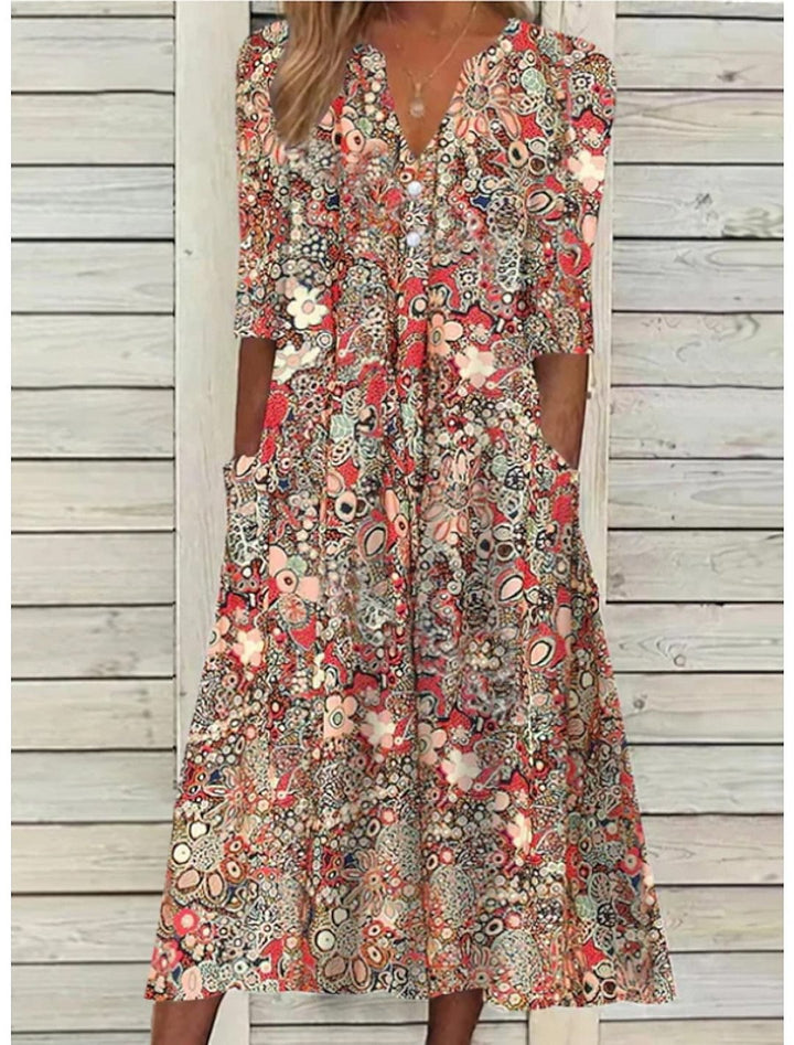 Priya | Women's Floral Print Midi Dress
