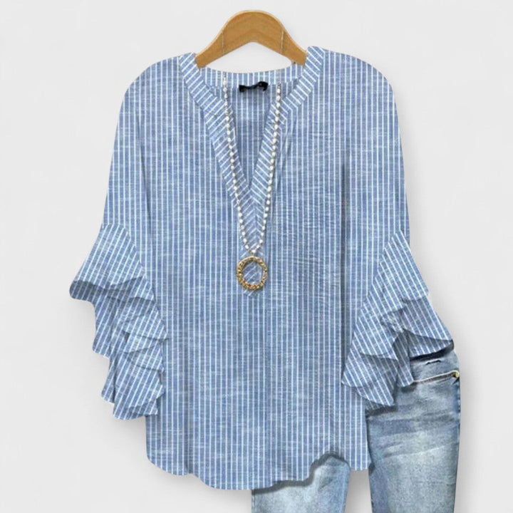 Isabella | Women V-Neck Ruffle Sleeve Blouse