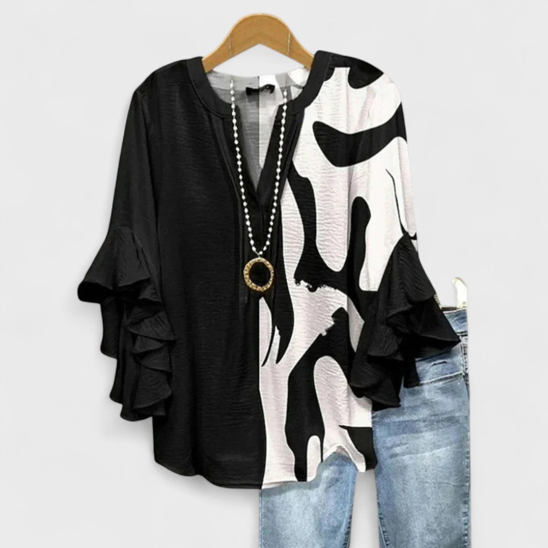 Isabella | Women V-Neck Ruffle Sleeve Blouse