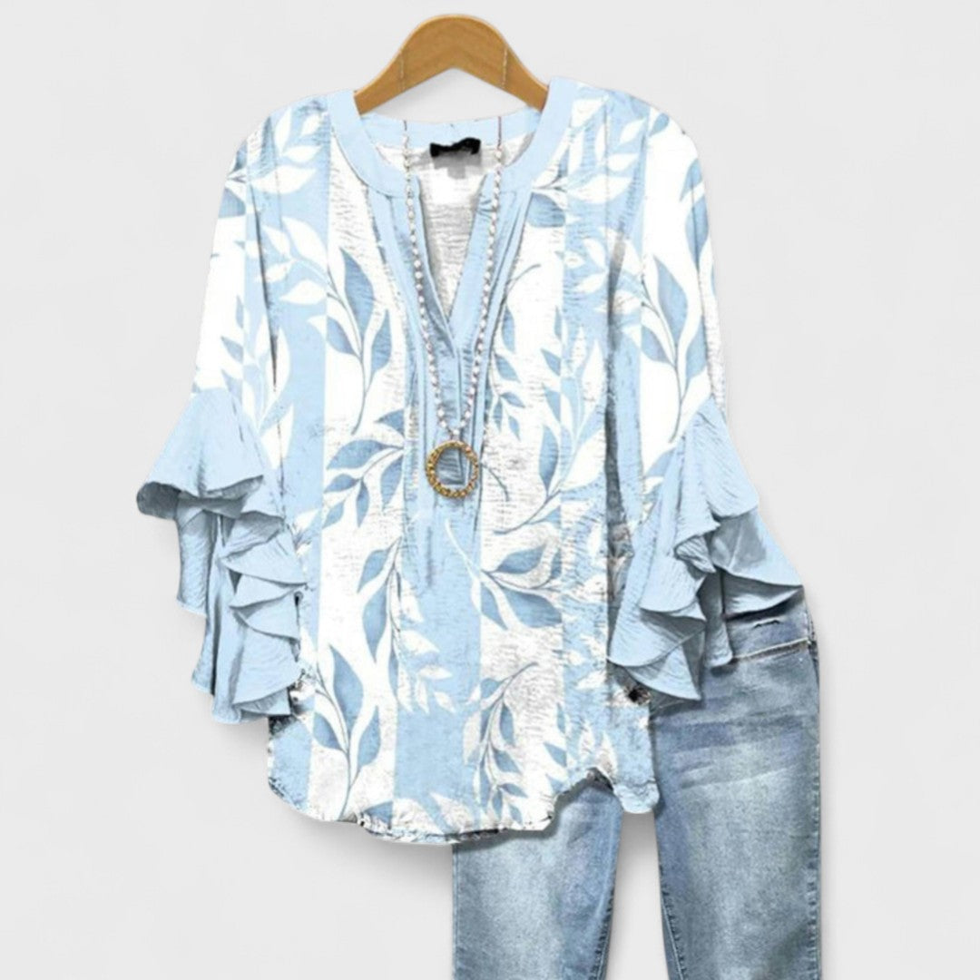 Isabella | Women V-Neck Ruffle Sleeve Blouse