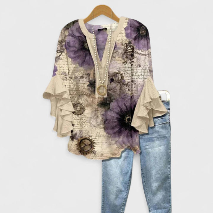 Isabella | Women V-Neck Ruffle Sleeve Blouse