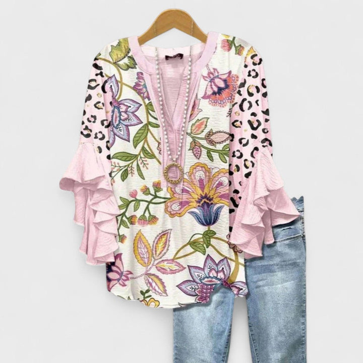 Isabella | Women V-Neck Ruffle Sleeve Blouse
