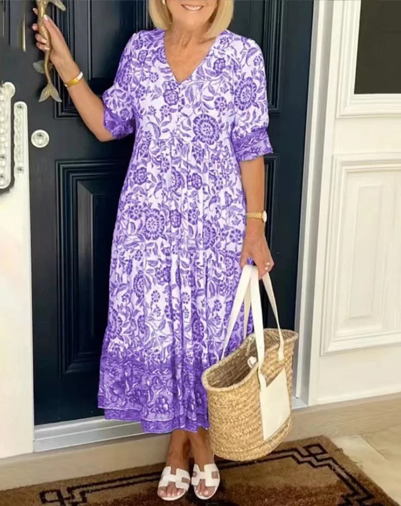 Aria | Women Elegant Floral V-Neck Dress