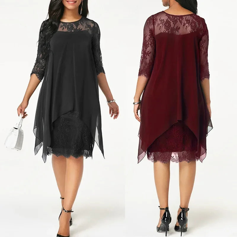 Liora | Women's Asymmetrical Layered Midi Dress