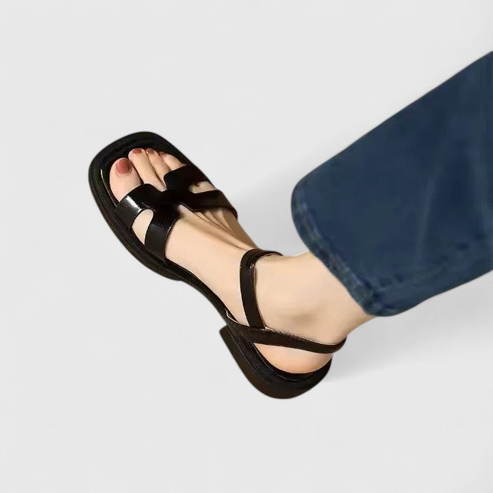 Sienna | Women's Leather H-Strap Flat Sandals