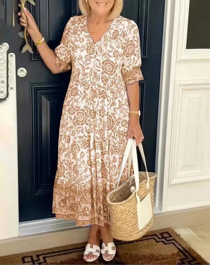 Aria | Women Elegant Floral V-Neck Dress