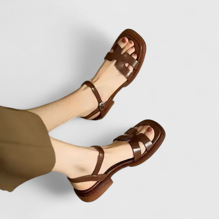 Sienna | Women's Leather H-Strap Flat Sandals