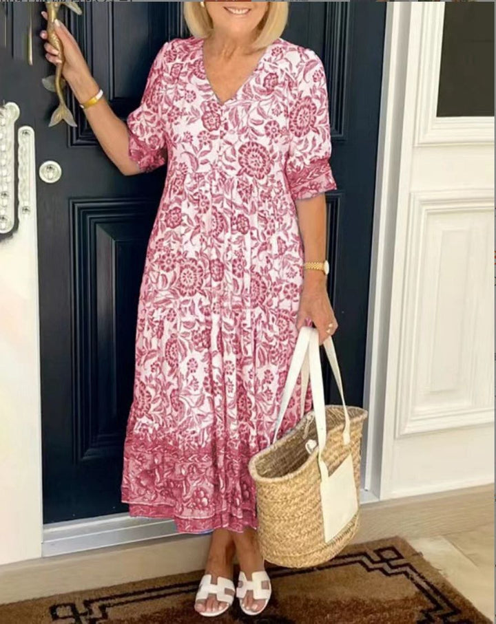 Aria | Women Elegant Floral V-Neck Dress