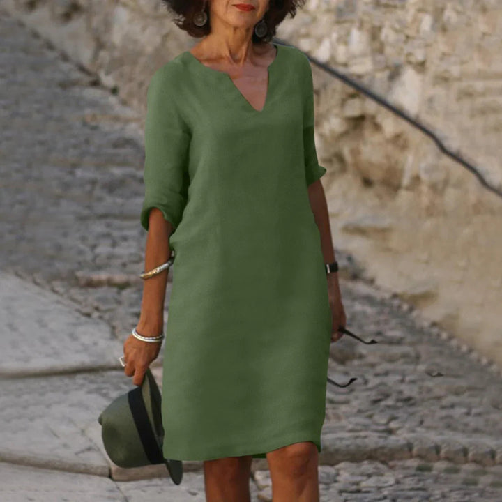 Elara | Women's V-Neck 3/4 Sleeve Mini Dress
