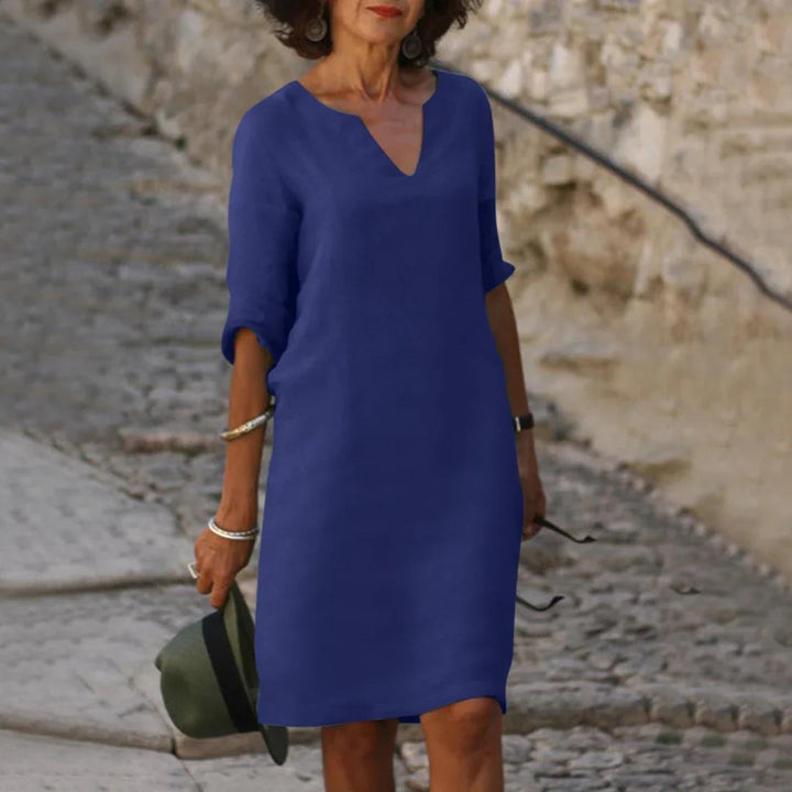 Elara | Women's V-Neck 3/4 Sleeve Mini Dress