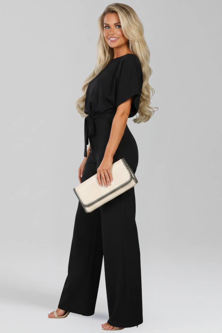Danielle | Women's Tie Belt Wide Leg Jumpsuit Classic