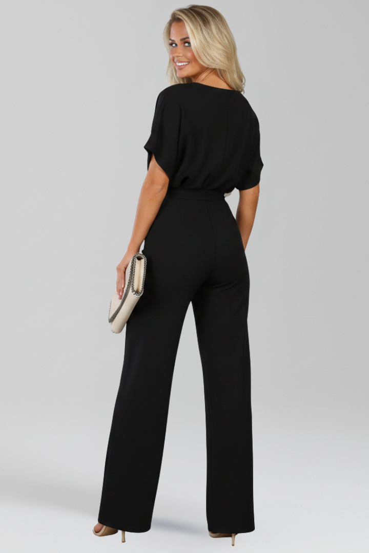 Danielle | Women's Tie Belt Wide Leg Jumpsuit Classic