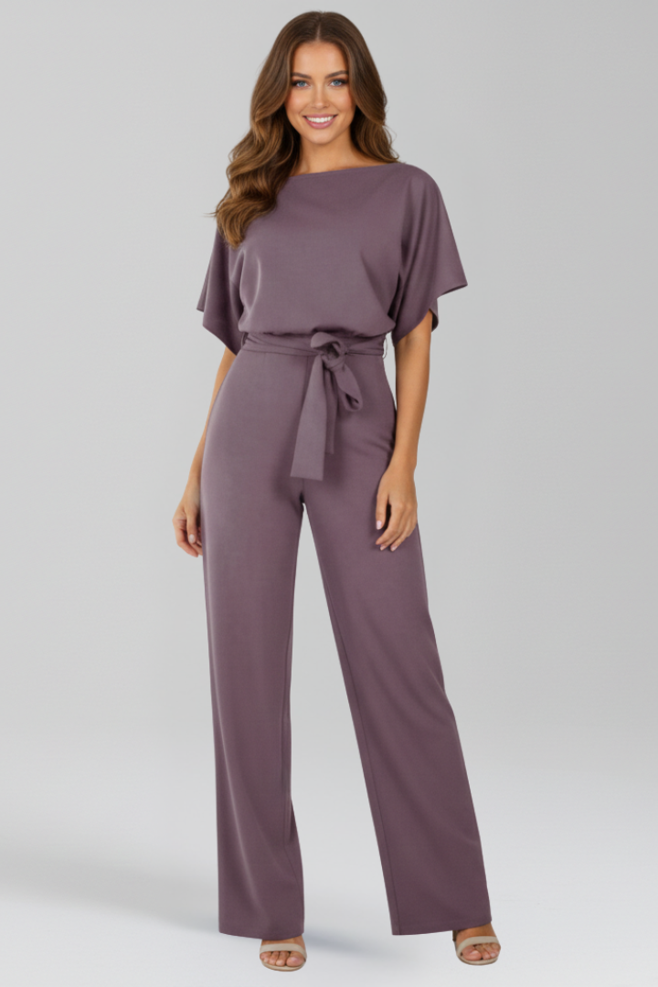 Danielle | Women's Tie Belt Wide Leg Jumpsuit Classic