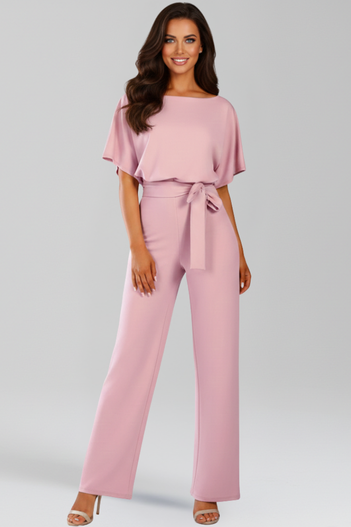 Danielle | Women's Tie Belt Wide Leg Jumpsuit Classic