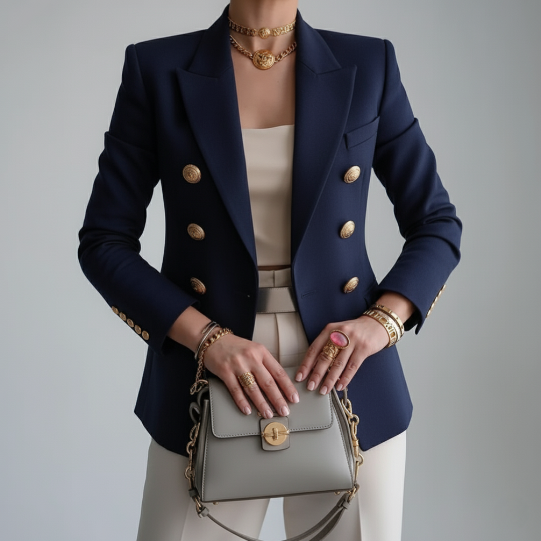 Isolde | Women's Double-Breasted Black Blazer