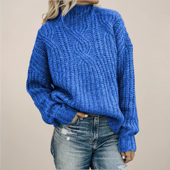 Sutton | Women's Black Mock Neck Cable Knit Sweater