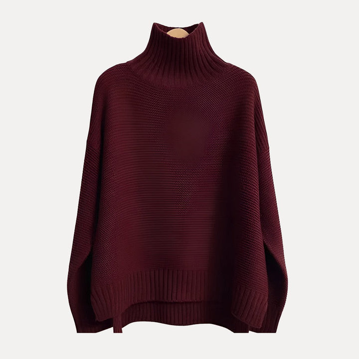 Mette | Women's Chic Turtleneck Sweater Slit Hem