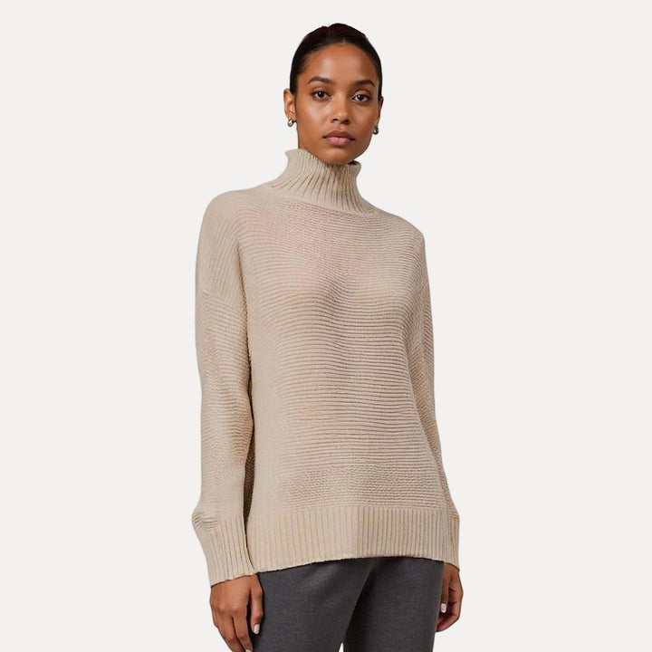 Mette | Women's Chic Turtleneck Sweater Slit Hem
