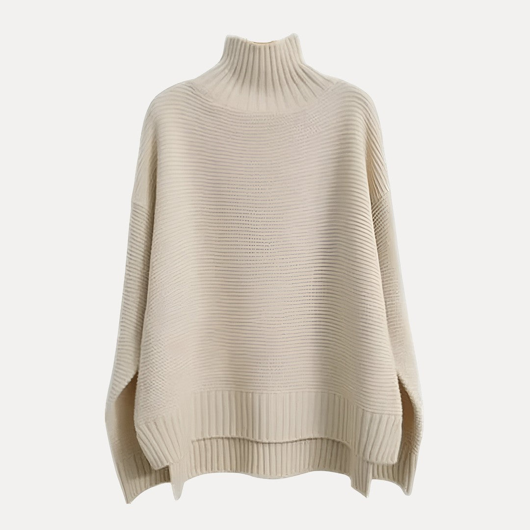 Mette | Women's Chic Turtleneck Sweater Slit Hem