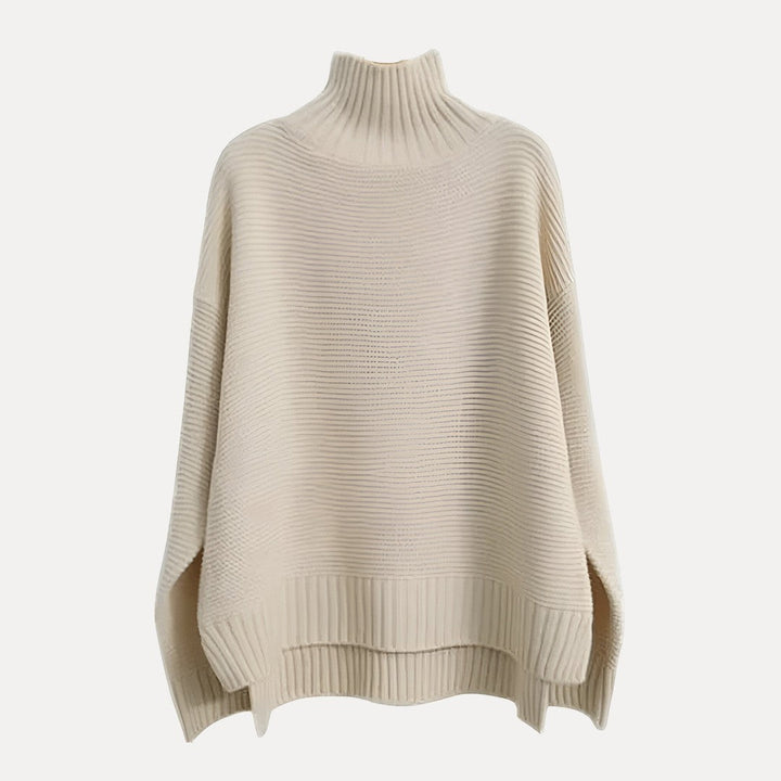 Mette | Women's Chic Turtleneck Sweater Slit Hem