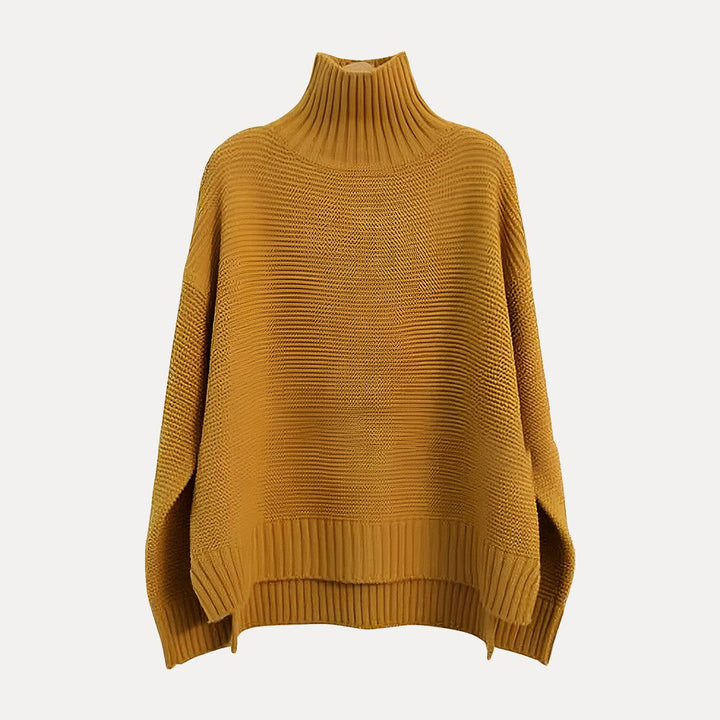Mette | Women's Chic Turtleneck Sweater Slit Hem