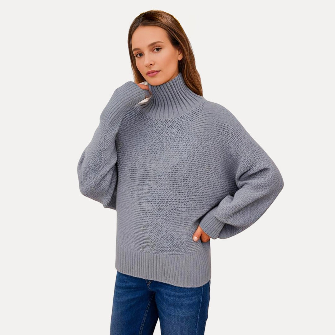 Mette | Women's Chic Turtleneck Sweater Slit Hem