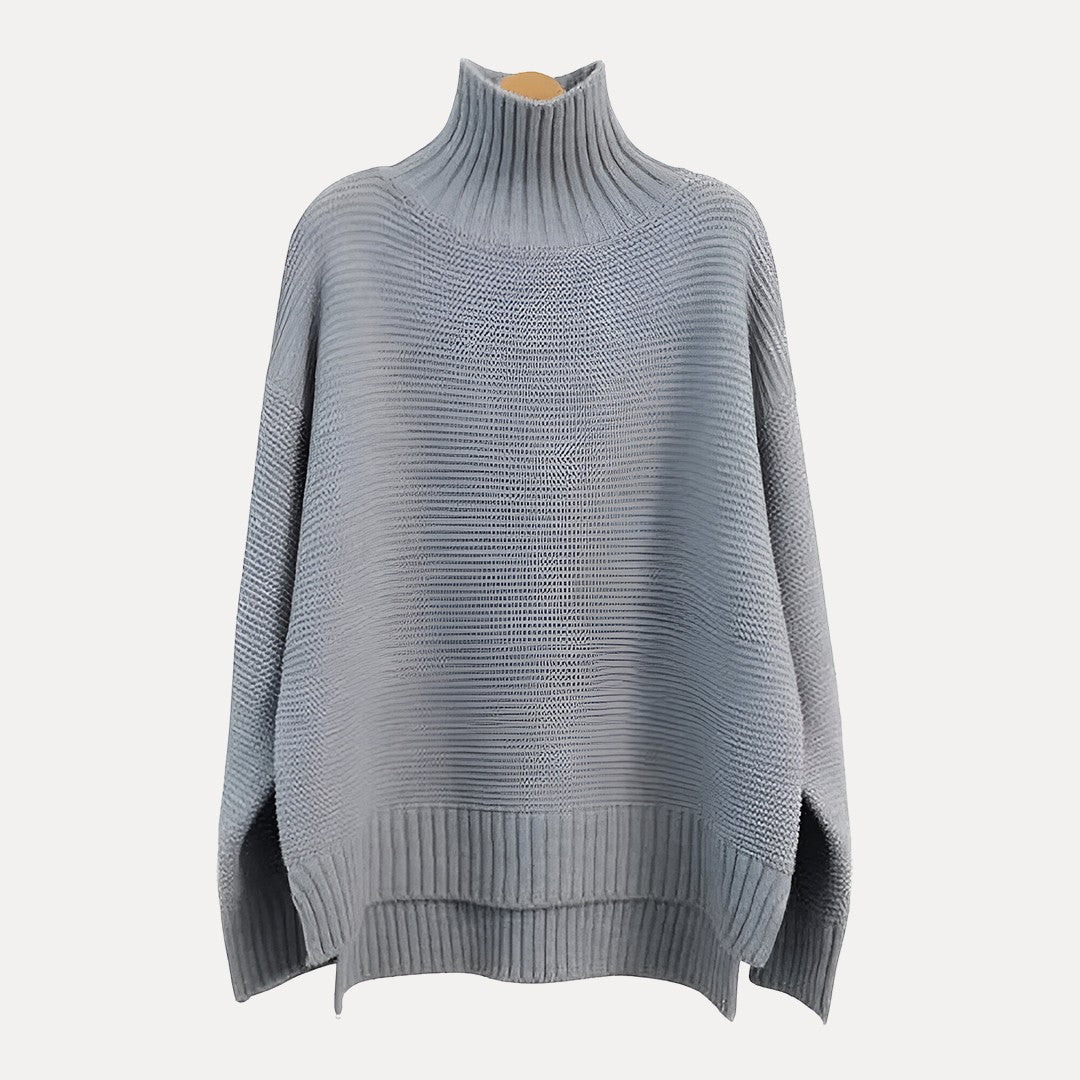 Mette | Women's Chic Turtleneck Sweater Slit Hem