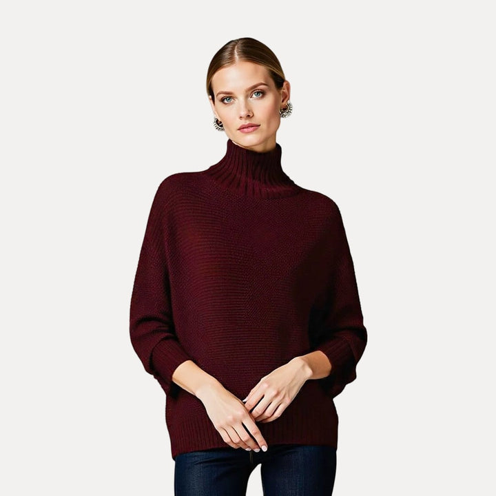 Mette | Women's Chic Turtleneck Sweater Slit Hem