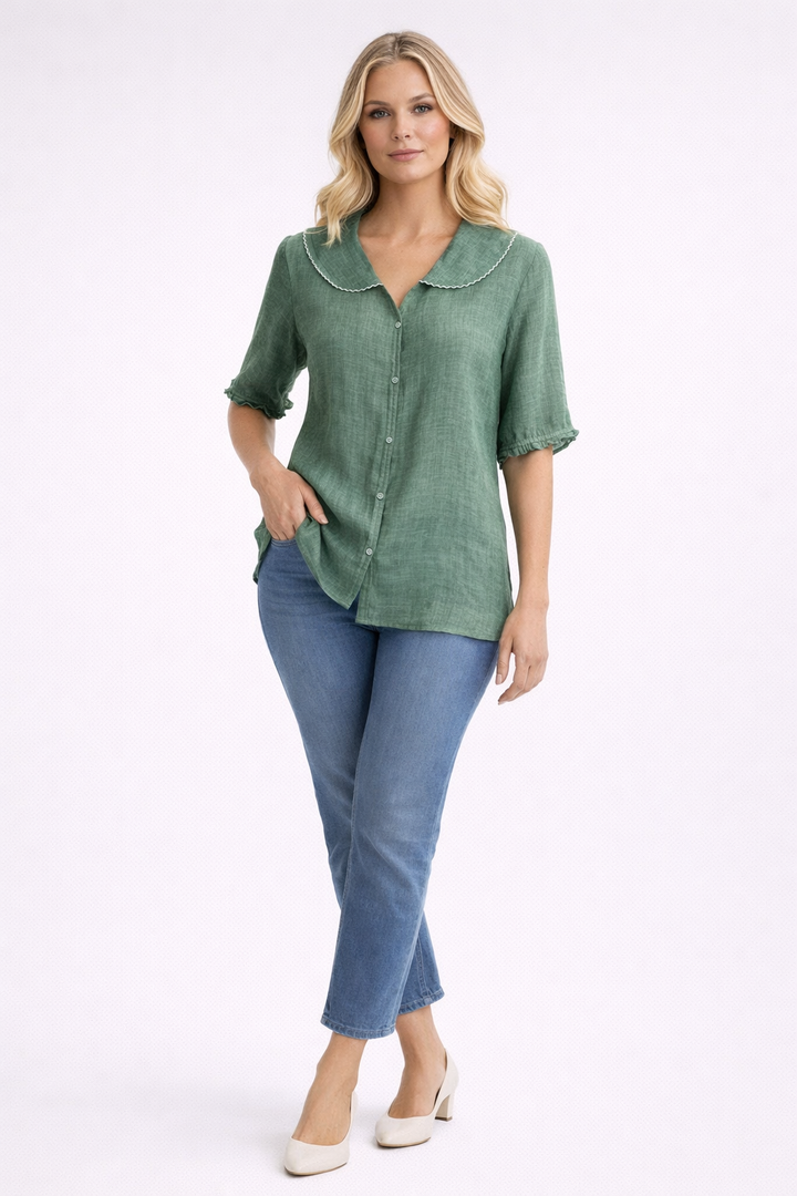 Abbey | Women Ruffle Sleeve V-Neck Blouse
