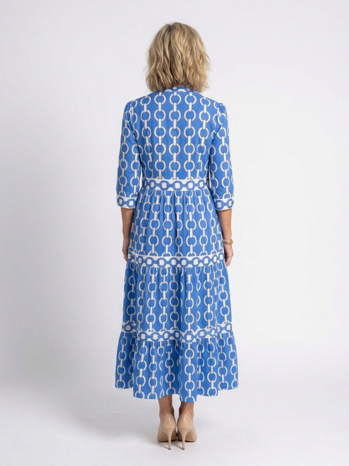 Alesha | Women Collared Print Tiered Midi Dress