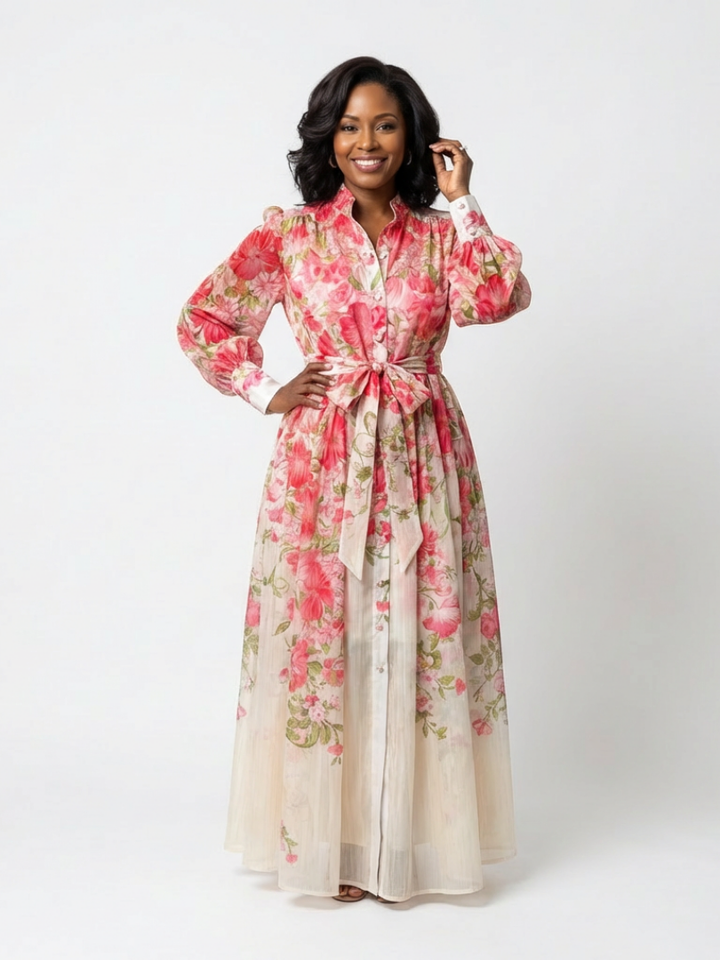 Alesia | Women Floral Button-Front Maxi Dress