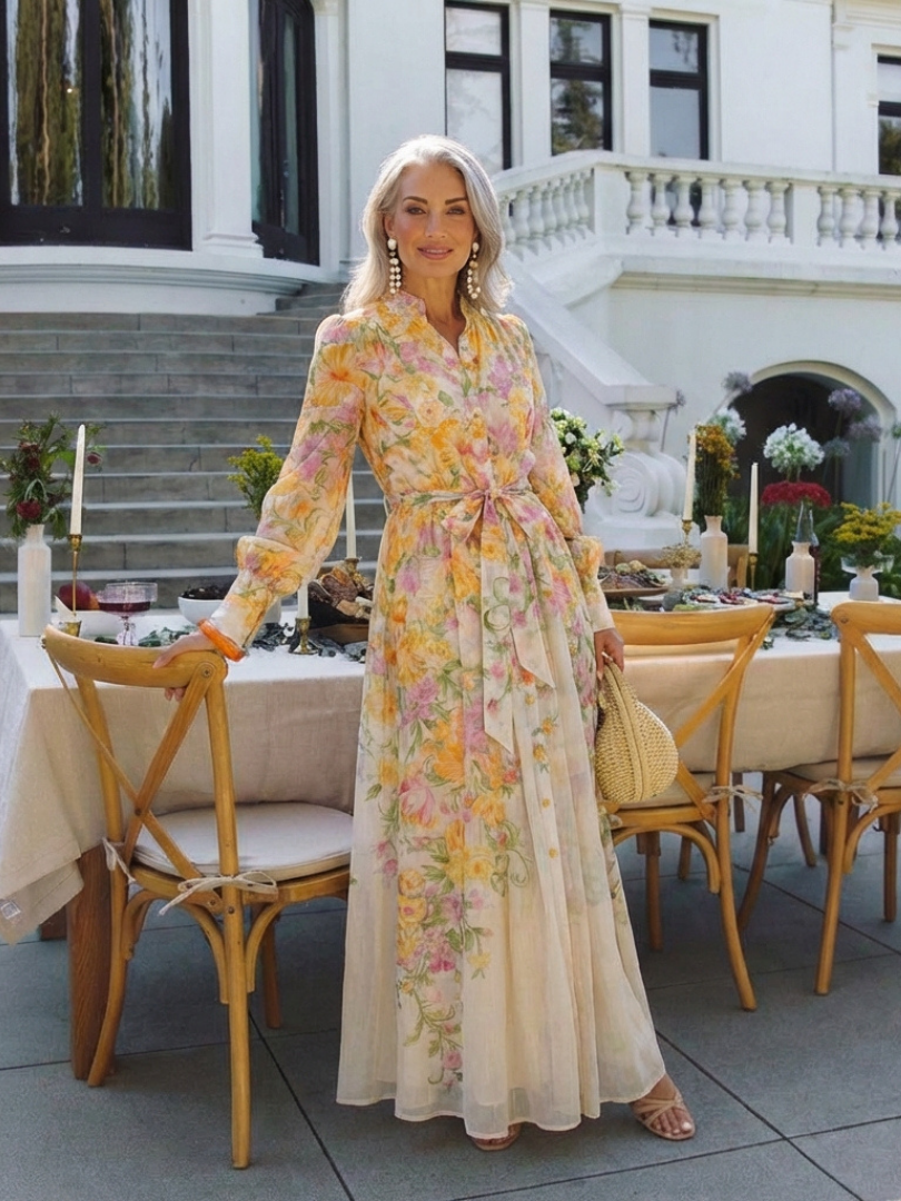 Alesia | Women Floral Button-Front Maxi Dress