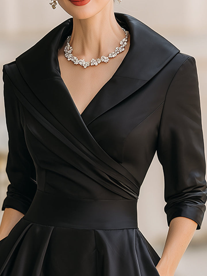 Celeste | Women Draped Collar Midi Dress
