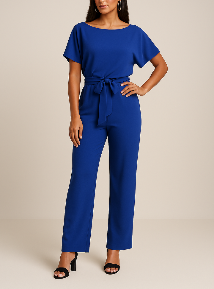 Denise | Women Boat Neck Waist Tie Jumpsuit