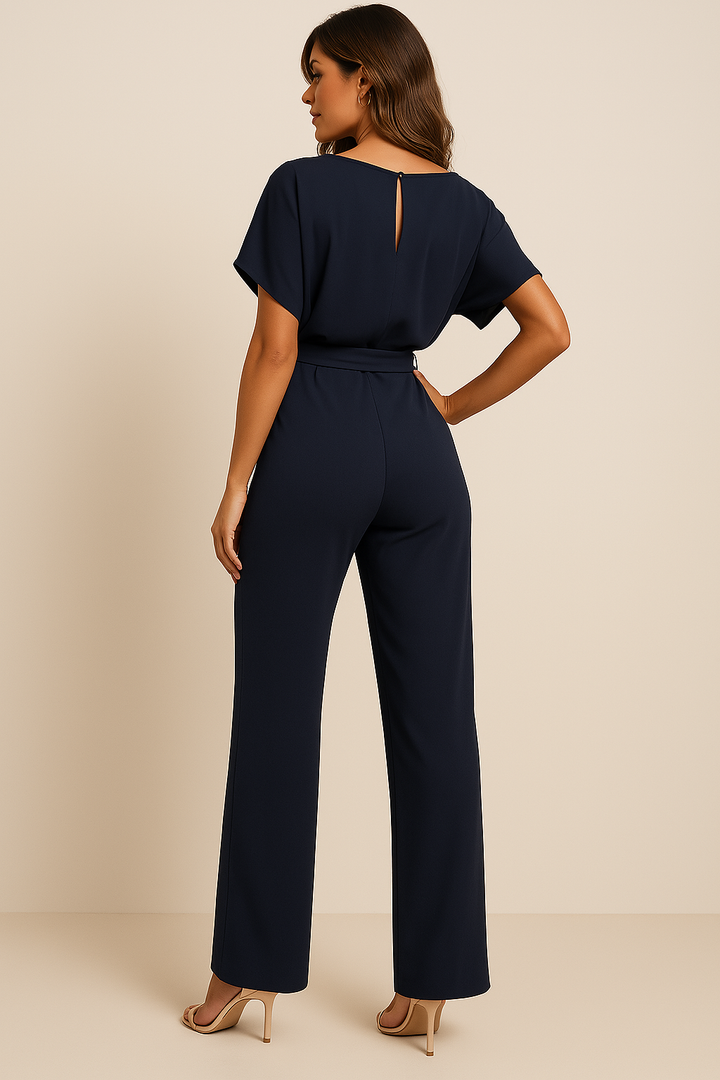 Denise | Women Boat Neck Waist Tie Jumpsuit