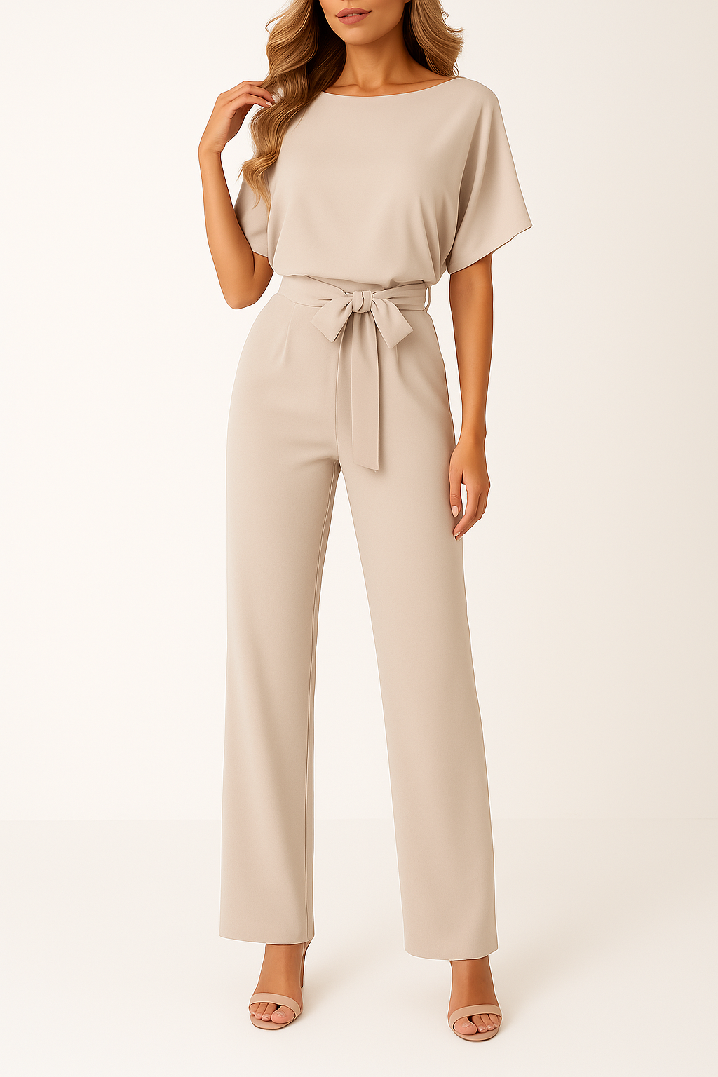 Denise | Women Boat Neck Waist Tie Jumpsuit