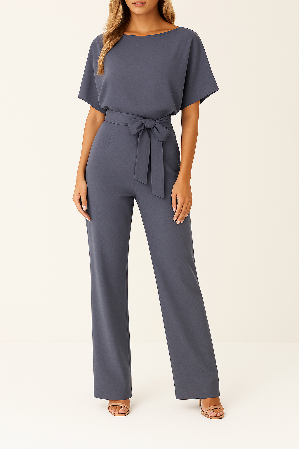 Denise | Women Boat Neck Waist Tie Jumpsuit