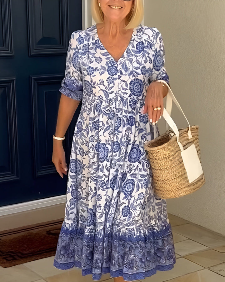 Aria | Women Elegant Floral V-Neck Dress