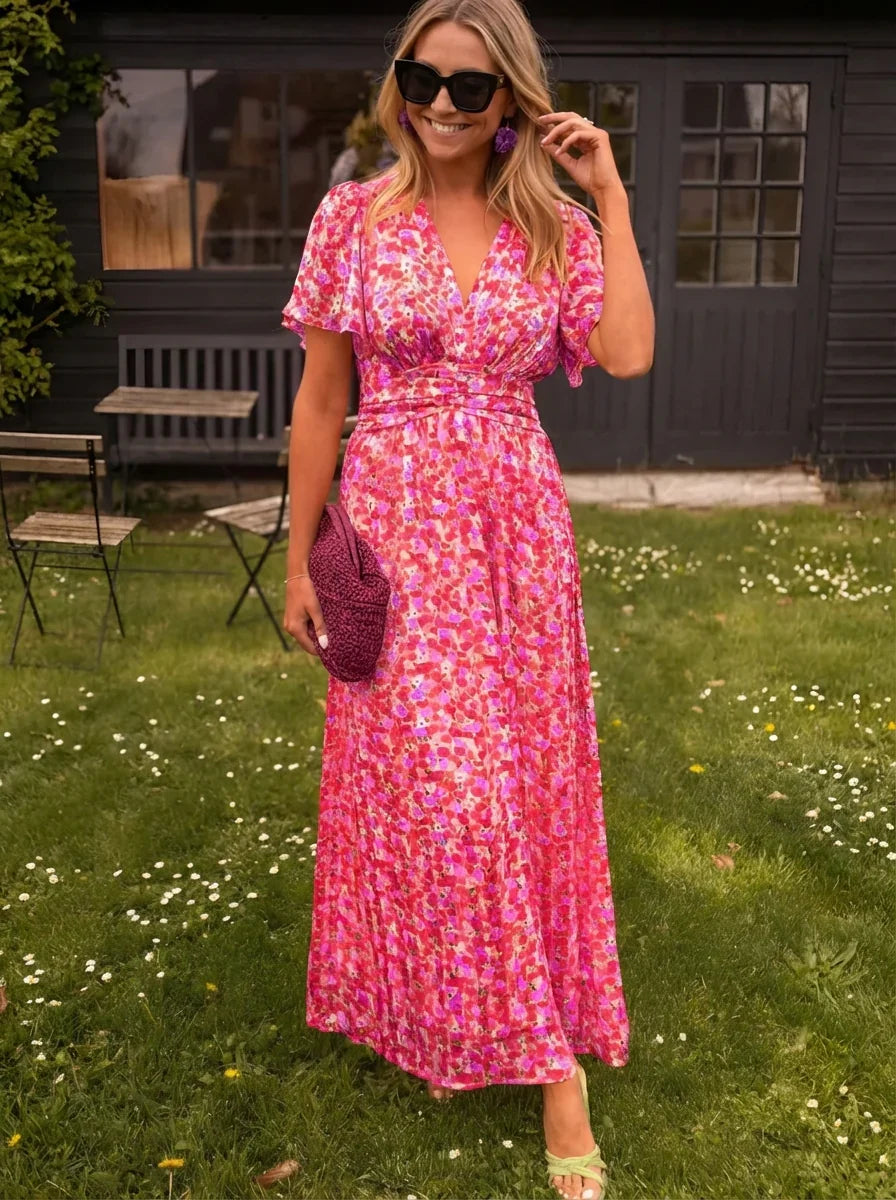 Emily | Women V-Neck Printed Maxi Dress