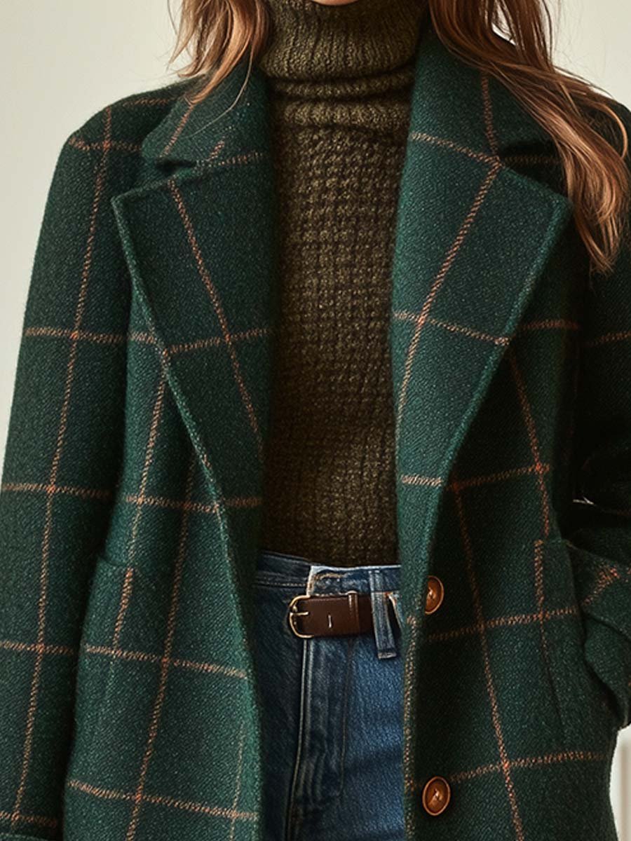 Jennifer | Women’s Wool Check Coat Jacket