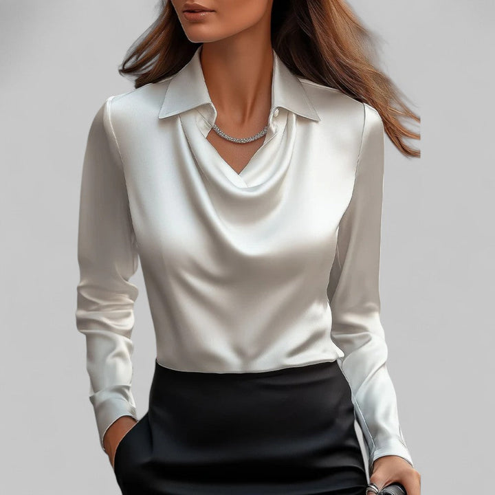 Harper | Women's Draped Neck Long Sleeve Blouse