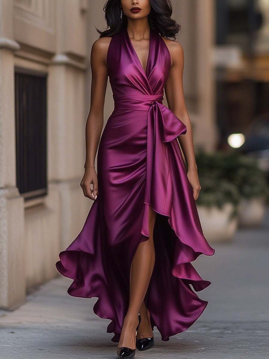Sienna | Women's V-Neck Sleeveless Wrap Midi Dress