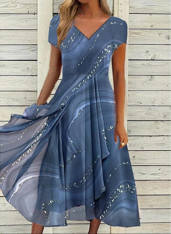 Sienna | Women's Flowing Midi Abstract Print Dress