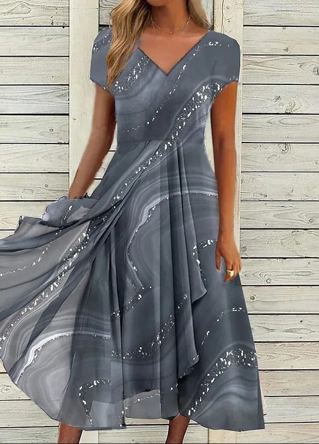 Sienna | Women's Flowing Midi Abstract Print Dress