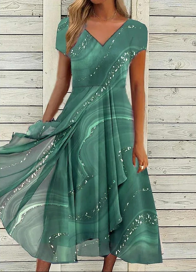 Sienna | Women's Flowing Midi Abstract Print Dress