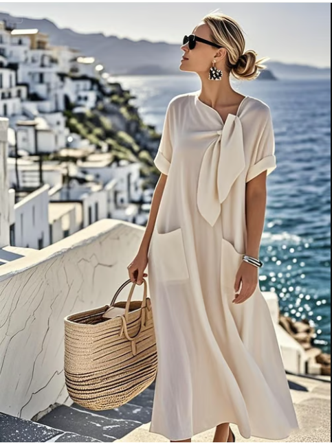 Marlowe | Women's Oversized A-Line Tie Neck Dress