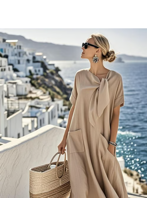 Marlowe | Women's Oversized A-Line Tie Neck Dress